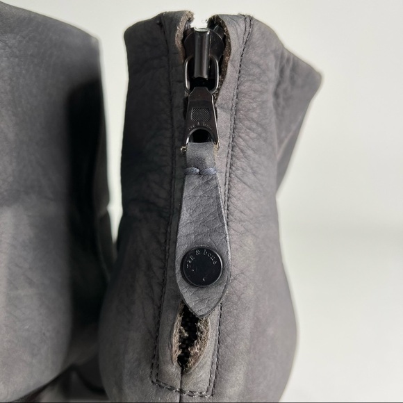 RAG & BONE Classic Newbury Distressed Grey Suede Leather Stacked Heel Ankle Boot - Picture 6 of 13